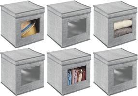 img 4 attached to 📦 mDesign Soft Fabric Stackable Closet Storage Organizer Box - 6 Pack Gray