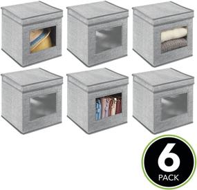 img 3 attached to 📦 mDesign Soft Fabric Stackable Closet Storage Organizer Box - 6 Pack Gray