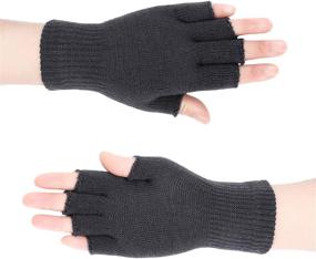 img 2 attached to 🧤 Stretchy Men's Winter Knitted Fingerless Mittens: Must-Have Accessories for Enhancing Your Look