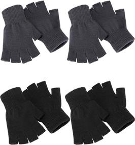 img 4 attached to 🧤 Stretchy Men's Winter Knitted Fingerless Mittens: Must-Have Accessories for Enhancing Your Look