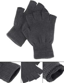 img 3 attached to 🧤 Stretchy Men's Winter Knitted Fingerless Mittens: Must-Have Accessories for Enhancing Your Look
