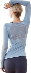 img 3 attached to 🏋️ DREAM SLIM Women's Long Sleeve Workout Shirts: Stretchy Slim Fit for Yoga, Gym & Running with Mesh Back Sports Shirts