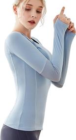 img 2 attached to 🏋️ DREAM SLIM Women's Long Sleeve Workout Shirts: Stretchy Slim Fit for Yoga, Gym & Running with Mesh Back Sports Shirts