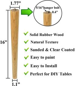 img 2 attached to 🪑 Sopicoz 16-inch Wood Furniture Legs for Coffee Table and End Table - Mid-Century Modern DIY Tapered Natural Threaded Legs with 5/16'' Hanger Bolts (Pack of 4)