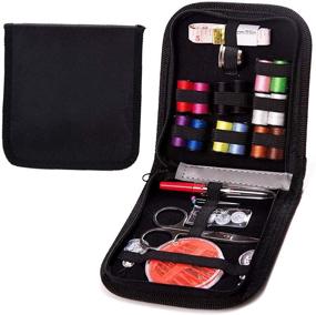 img 4 attached to L-Hydrone Sewing Kit for Needles: Premium DIY Sewing Supplies Organizer with 28 Essential Sewing Items, Scissors, Thimble, and Carrying Case (Black S)