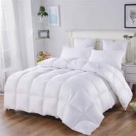 🛏️ acanva queen white down alternative comforter - легкое стеганое одеяло с наполнителем из мягкого микрофибры 300 г/м² - для всего года, с крупными стежками в виде квадратов логотип