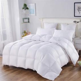 img 4 attached to 🛏️ Acanva Queen White Down Alternative Comforter - Легкое стеганое одеяло с наполнителем из мягкого микрофибры 300 г/м² - Для всего года, с крупными стежками в виде квадратов