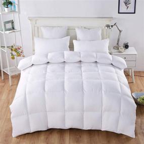 img 3 attached to 🛏️ Acanva Queen White Down Alternative Comforter - Легкое стеганое одеяло с наполнителем из мягкого микрофибры 300 г/м² - Для всего года, с крупными стежками в виде квадратов