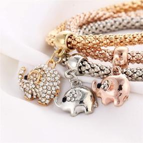 img 1 attached to 🌽 RINHOO 3PCS/Set Corn Chain Bracelet - Crystal Gold/Silver/Rose Gold - Multilayer Butterfly-Heart-Crown Charms - Stretch Bracelet for Women Girls Jewelry