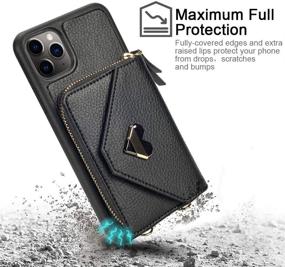 img 2 attached to JLFCH iPhone 11 Pro Wallet Case 5.8 inch - Black: Crossbody Design with Card Holder, Wrist Strap, Purse Chain, and Zipper Cover