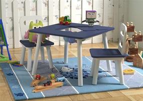 img 1 attached to 🔵 Blue and White Kids Table and Chairs Set with Convenient Storage - Pidoko