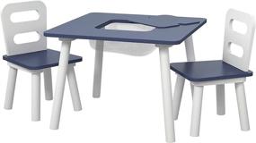 img 2 attached to 🔵 Blue and White Kids Table and Chairs Set with Convenient Storage - Pidoko