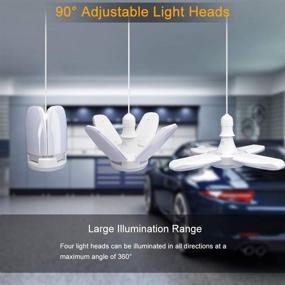 img 1 attached to (4 Pack) LED Garage Lights, 60W Trilights LED Garage Ceiling Lighting, Adjustable High-Low Bay Deformable LED Light Bulbs 6000LM 6000K, Screw-in Tribright Garage Lighting Fixture, CRI80 Daylight, Enhanced SEO