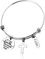 runxintd christian bracelet - amplify your faith, overcome fear - religious jewelry (silver bracelet) logo