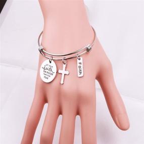 img 3 attached to RUNXINTD Christian Bracelet - Amplify Your Faith, Overcome Fear - Religious Jewelry (Silver Bracelet)