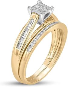 img 2 attached to 💍 Jewelili 10K Yellow Gold Square Center 0.16 Ct. Natural White Round Diamond Bridal Ring