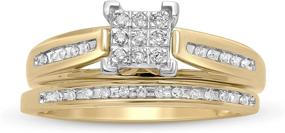 img 3 attached to 💍 Jewelili 10K Yellow Gold Square Center 0.16 Ct. Natural White Round Diamond Bridal Ring