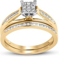 💍 jewelili 10k yellow gold square center 0.16 ct. natural white round diamond bridal ring logo