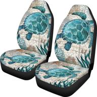 aoopistc 2 pcs art painting ocean sea turtle print universal fit car seat cover front protector seats cover for sedan logo