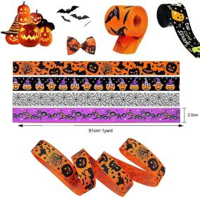 img 3 attached to 🎃 Halloween Ribbon: 36 Yards of Festive Bat, Spider Web, Pumpkin, Ghost & Witch Hat Designs - Perfect 1 Inch Width for Holiday Decor & Party Supplies!