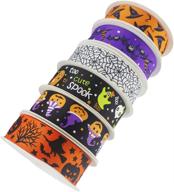 🎃 halloween ribbon: 36 yards of festive bat, spider web, pumpkin, ghost & witch hat designs - perfect 1 inch width for holiday decor & party supplies! logo