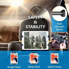 img 2 attached to 🚗 Car Back Seat Tablet Holder, DM Tablet Car Mount for Headrest - Suitable for iPad, Samsung Galaxy Tab, Switch, Kindle Fire, Microsoft Surface, Mobile Phone (Black)