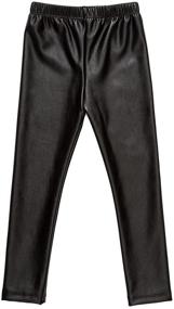 img 4 attached to Trendy and Stylish Messy Code Baby Girls Pants: Faux Leather Leggings for Toddlers