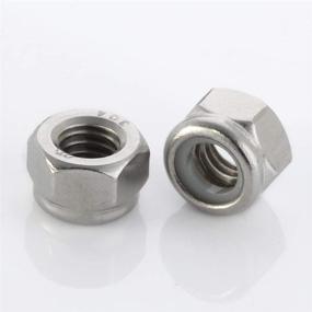 img 1 attached to 🔩 50 PCS of Stainless Steel 18-8 (304) Bright Finish Nylon Insert Hex Lock Nuts in 3/8-16 Size