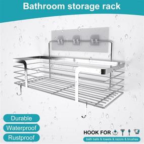 img 2 attached to 🛁 ZMteam Stainless Steel Shower Caddy with Hooks, Wall Mounted Shower Shelf and Soap Dish Organizer, No Drilling Rustproof Storage Rack for Bathroom, Kitchen, Toilet - Pack of 3