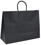 gssusa 16x6x12 черные крафт-бумажные сумки - ручки, подарочные сумки, малый бизнес, бумажные покупки, продукты, бутик, товары, товары и обслуживание питания - оптовая упаковка 25 штук. логотип
