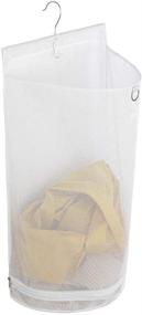 img 4 attached to 🧺 ALYER Hanging Semi Round Storage Mesh Bag: Convenient Collapsible Laundry Hamper Basket with Durable Hanger in White