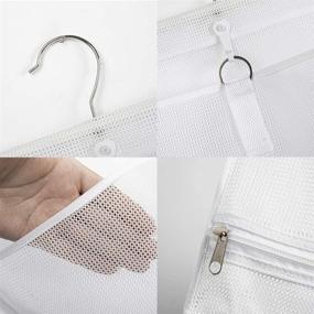 img 2 attached to 🧺 ALYER Hanging Semi Round Storage Mesh Bag: Convenient Collapsible Laundry Hamper Basket with Durable Hanger in White