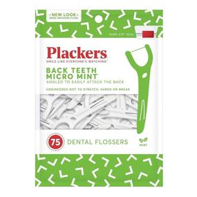 img 1 attached to 🦷 PLACKERS Right Angle Easy Flossing, Mint - 4 Packs of 75 ea