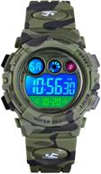 colorful led display waterproof sports watches for kids: 🌈 tephea kids digital watch with alarm stopwatch - boys military edition logo