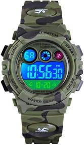 img 4 attached to Colorful LED Display Waterproof Sports Watches for Kids: 🌈 Tephea Kids Digital Watch with Alarm Stopwatch - Boys Military Edition