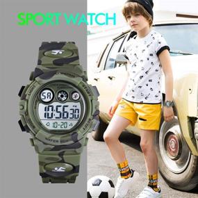 img 3 attached to Colorful LED Display Waterproof Sports Watches for Kids: 🌈 Tephea Kids Digital Watch with Alarm Stopwatch - Boys Military Edition