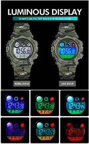 img 2 attached to Colorful LED Display Waterproof Sports Watches for Kids: 🌈 Tephea Kids Digital Watch with Alarm Stopwatch - Boys Military Edition