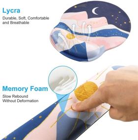 img 2 attached to 🌌 iLeadon Keyboard Wrist Rest Pad and Mouse Wrist Rest Support Mouse Pad Set, Non-Slip Rubber Base Wrist Support with Ergonomic Raised Memory Foam for Comfortable Typing & Pain Relief - Mountain Starry Sky Design