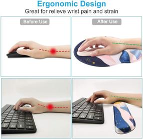 img 1 attached to 🌌 iLeadon Keyboard Wrist Rest Pad and Mouse Wrist Rest Support Mouse Pad Set, Non-Slip Rubber Base Wrist Support with Ergonomic Raised Memory Foam for Comfortable Typing & Pain Relief - Mountain Starry Sky Design