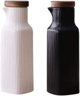 🍶 danmu ceramic dispenser bottle set kitchen 270ml - oil, vinegar, soy sauce, maple syrup (black + white) 2 pack logo