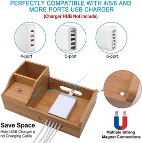 img 1 attached to 🔌 Pezin & Hulin Bamboo Charging Station: Multi-Device Organizer with 5 Charger Cables - Ideal for Phones, Tablets, and Office Desks, Wooden Docking Stations with Storage Box Stand for Pens, Keys, and Remotes