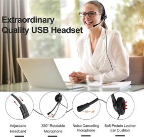 img 3 attached to Enhance Productivity with Emaiker 1 Ear USB PC Headset: Noise Cancelling Mic, Perfect for Call Center Office, Laptop, Skype, Dragon, Teams, Zoom, Jabber Softphone Meeting, Webinar