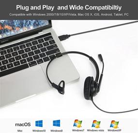 img 2 attached to Enhance Productivity with Emaiker 1 Ear USB PC Headset: Noise Cancelling Mic, Perfect for Call Center Office, Laptop, Skype, Dragon, Teams, Zoom, Jabber Softphone Meeting, Webinar