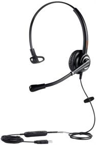 img 4 attached to Enhance Productivity with Emaiker 1 Ear USB PC Headset: Noise Cancelling Mic, Perfect for Call Center Office, Laptop, Skype, Dragon, Teams, Zoom, Jabber Softphone Meeting, Webinar