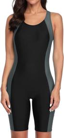 img 4 attached to 👙 Women's Boyleg Unitard Swimsuits: Racerback, Athletic One Piece Bathing Suits, Knee Length Bodysuits with Beautyin