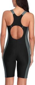 img 2 attached to 👙 Women's Boyleg Unitard Swimsuits: Racerback, Athletic One Piece Bathing Suits, Knee Length Bodysuits with Beautyin