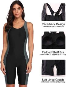 img 1 attached to 👙 Women's Boyleg Unitard Swimsuits: Racerback, Athletic One Piece Bathing Suits, Knee Length Bodysuits with Beautyin