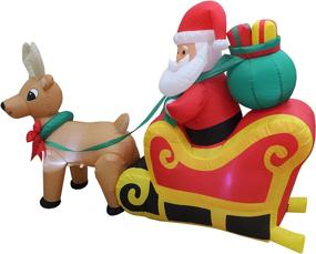 img 1 attached to 🦌 Christmas Yard Decoration: 6ft Inflatable Santa Claus in Sleigh with Reindeer and Gift