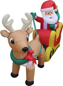 img 2 attached to 🦌 Christmas Yard Decoration: 6ft Inflatable Santa Claus in Sleigh with Reindeer and Gift