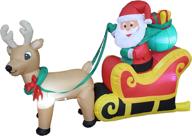 🦌 christmas yard decoration: 6ft inflatable santa claus in sleigh with reindeer and gift logo